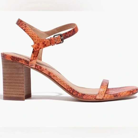 3/$30 Madewell The Hollie Ankle-Strap Sandal in Snake Embossed Leather - Picture 2 of 7